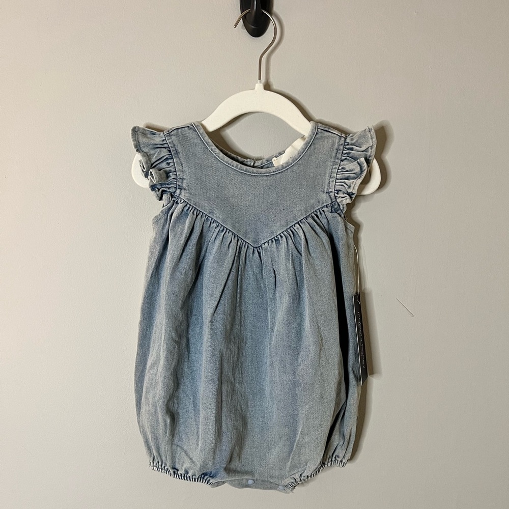 Mabel + honey denim bubble romper size 6 month NWT